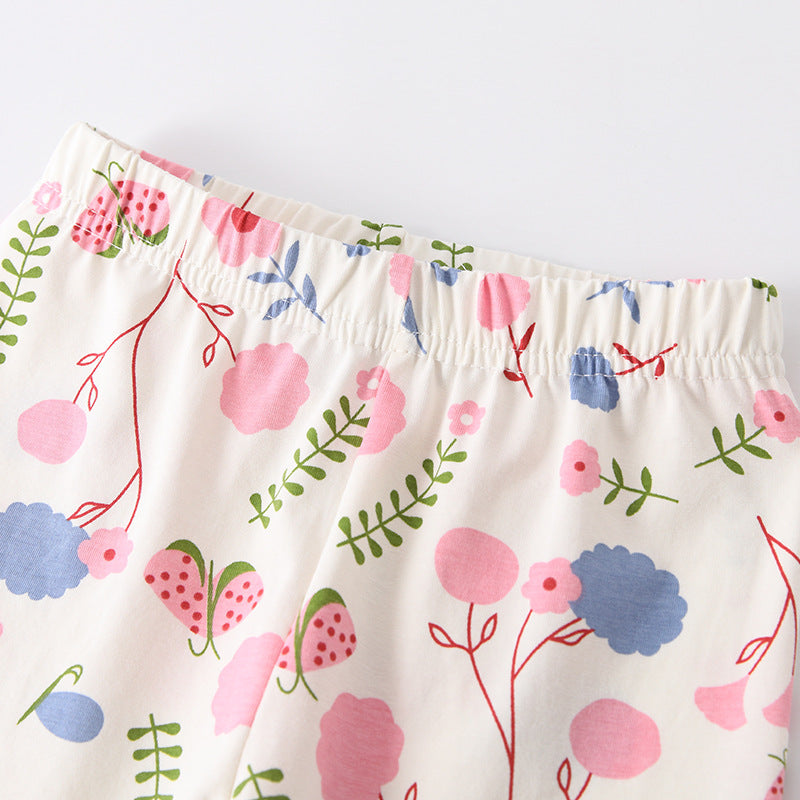 Autumn Arrival Baby Kids Girls Floral Pattern Casual Pants-1