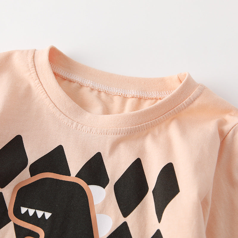 Autumn and Spring Arrival Cartoon and Geometric Pattern Long Sleeves Top for Boys-1