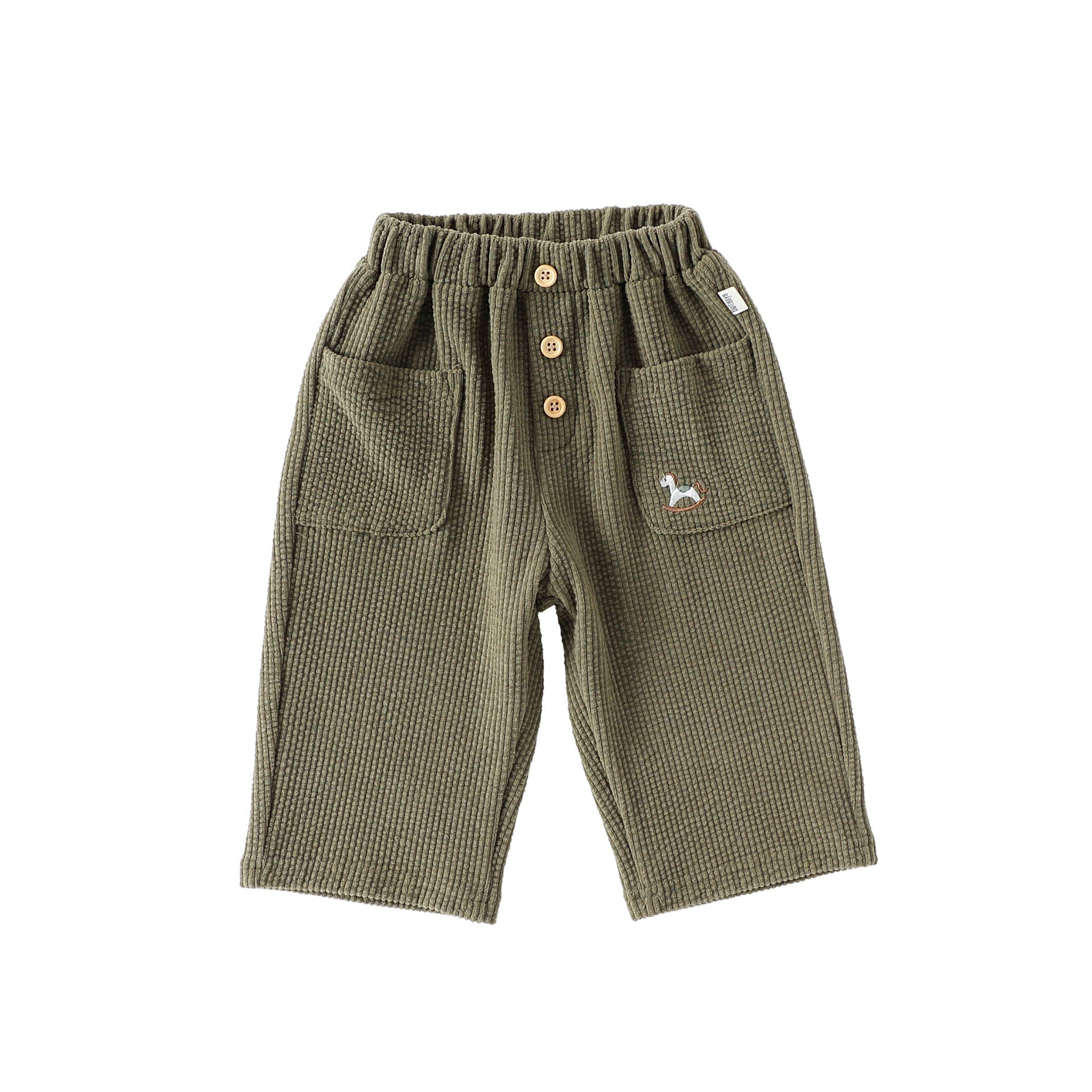 Casual Baby Kids Cartoon Embroidered Pattern Corduroy Pants-1