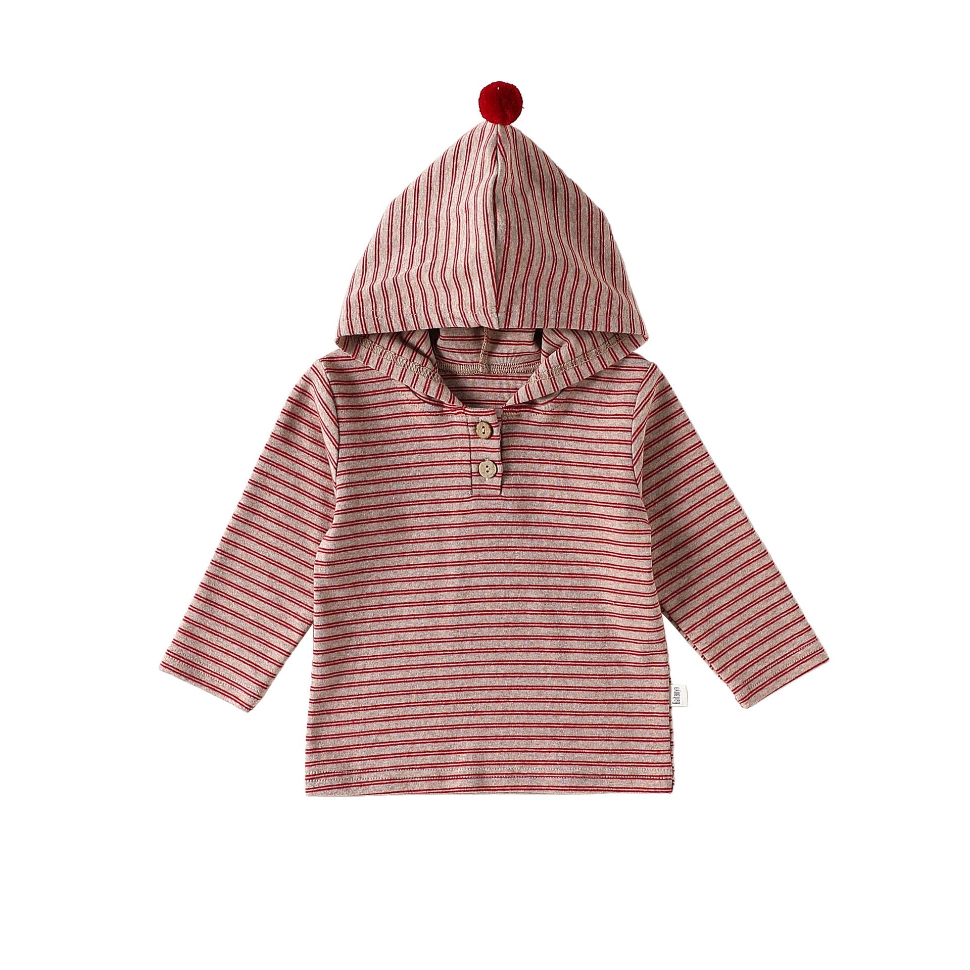 Autumn Arrival Baby Kids Unisex Striped Pattern Long Sleeves Hooded Top-3