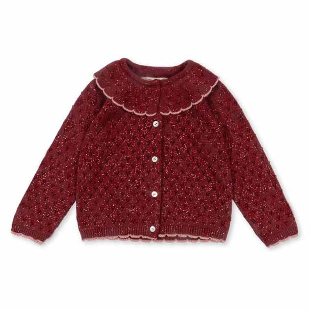 Autumn Arrival Baby Kids Girls Long Sleeves Geometric Pattern Single Breasted Knitted Cardigan with Collar-2
