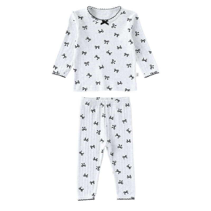 Spring and Autumn Girls Cute Simple Pattern Long Sleeves Top and Pants Clothing Set-3