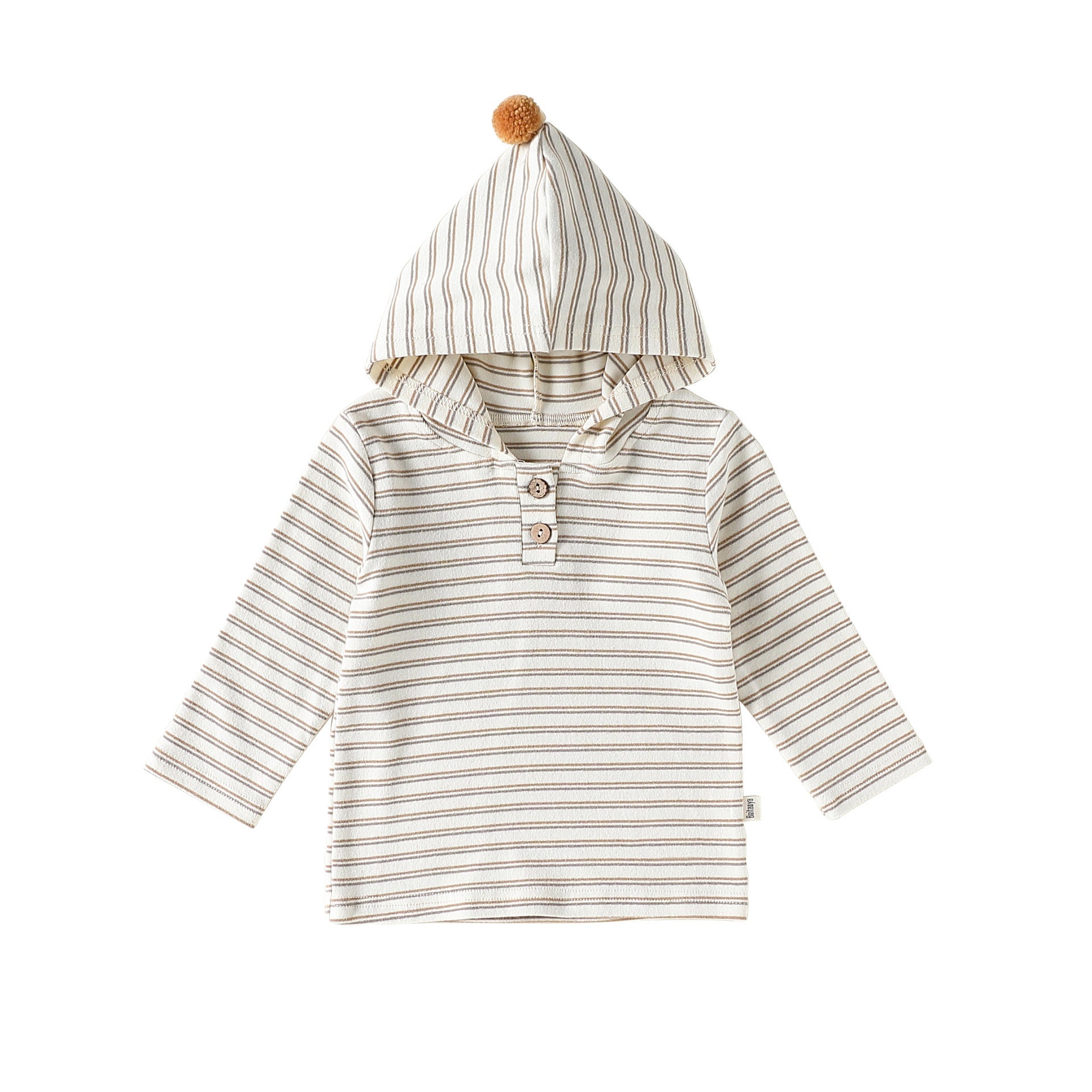 Autumn Arrival Baby Kids Unisex Striped Pattern Long Sleeves Hooded Top-1