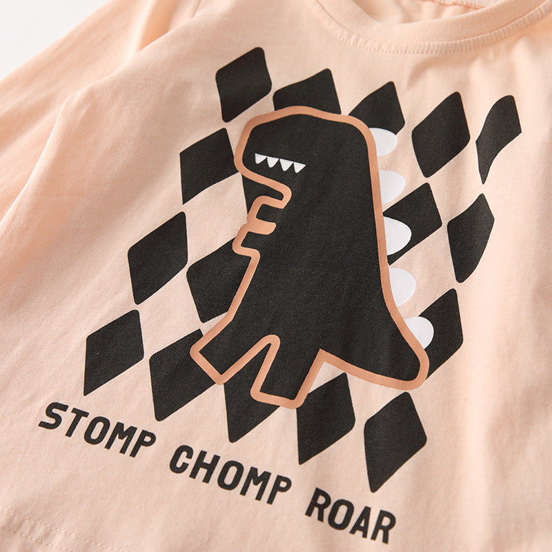 Autumn and Spring Arrival Cartoon and Geometric Pattern Long Sleeves Top for Boys-3