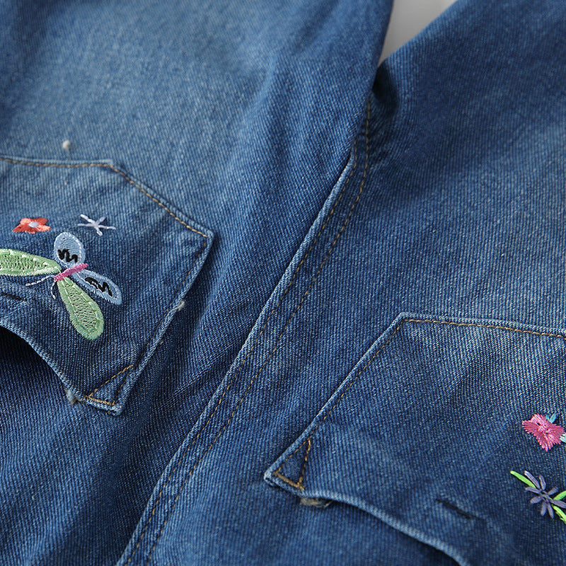 Arrival Autumn Baby Kids Girls Colorful Flowers Pattern Denim Pants-3