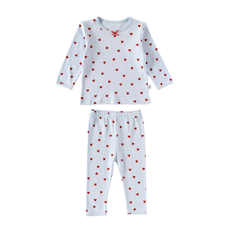 Spring and Autumn Girls Cute Simple Pattern Long Sleeves Top and Pants Clothing Set-4