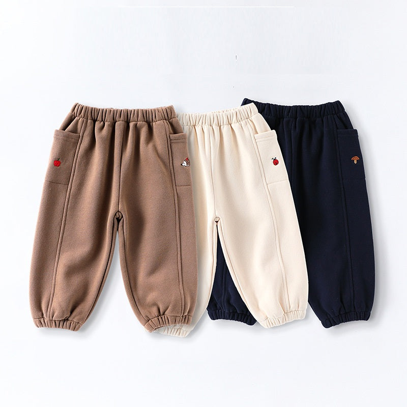 Autumn Arrival Casual Baby Kids Simple Embroidered Pattern Pants-0