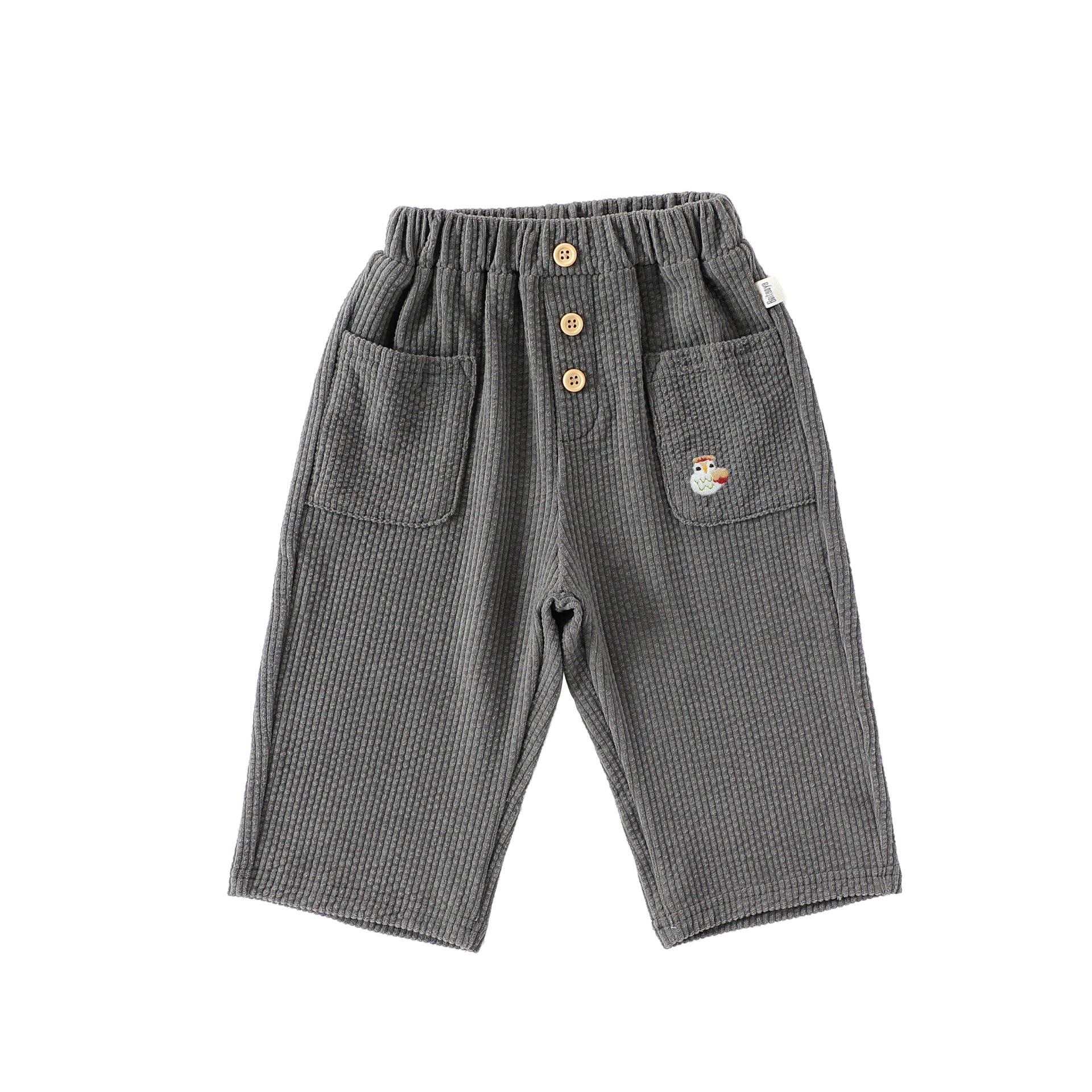 Casual Baby Kids Cartoon Embroidered Pattern Corduroy Pants-4