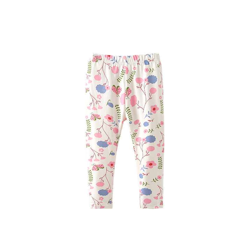 Autumn Arrival Baby Kids Girls Floral Pattern Casual Pants-0