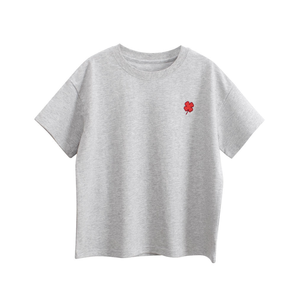 Boys and Girls’ Flower Embroidered T-shirt in European and American Style