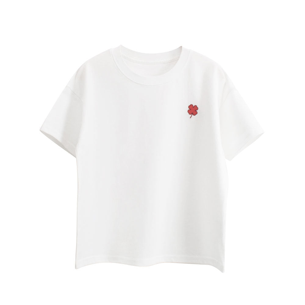 Boys and Girls’ Flower Embroidered T-shirt in European and American Style