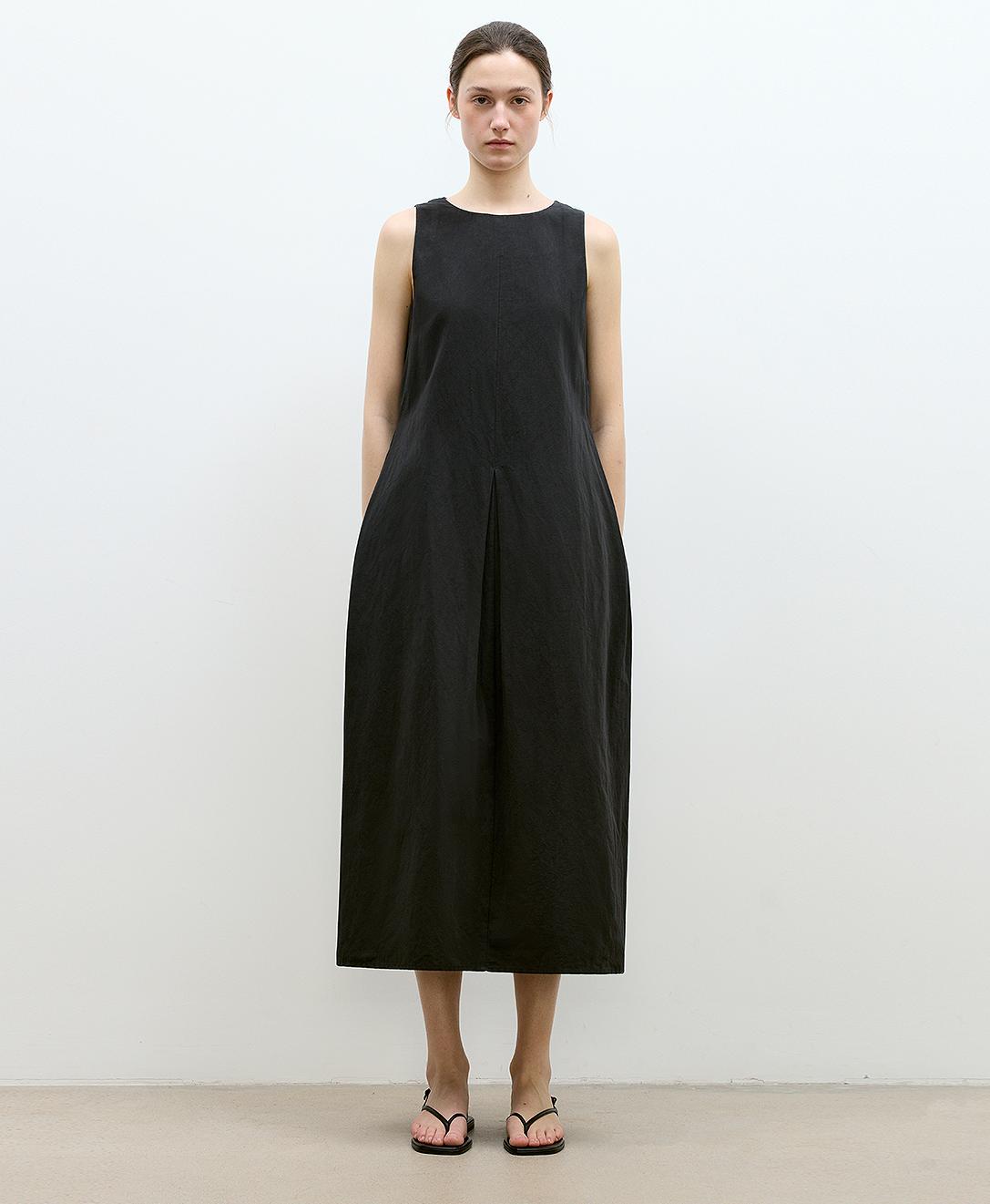 "Deyanuo" hemp three-dimensional hourglass sleeveless round neck loose slim dress for women-6