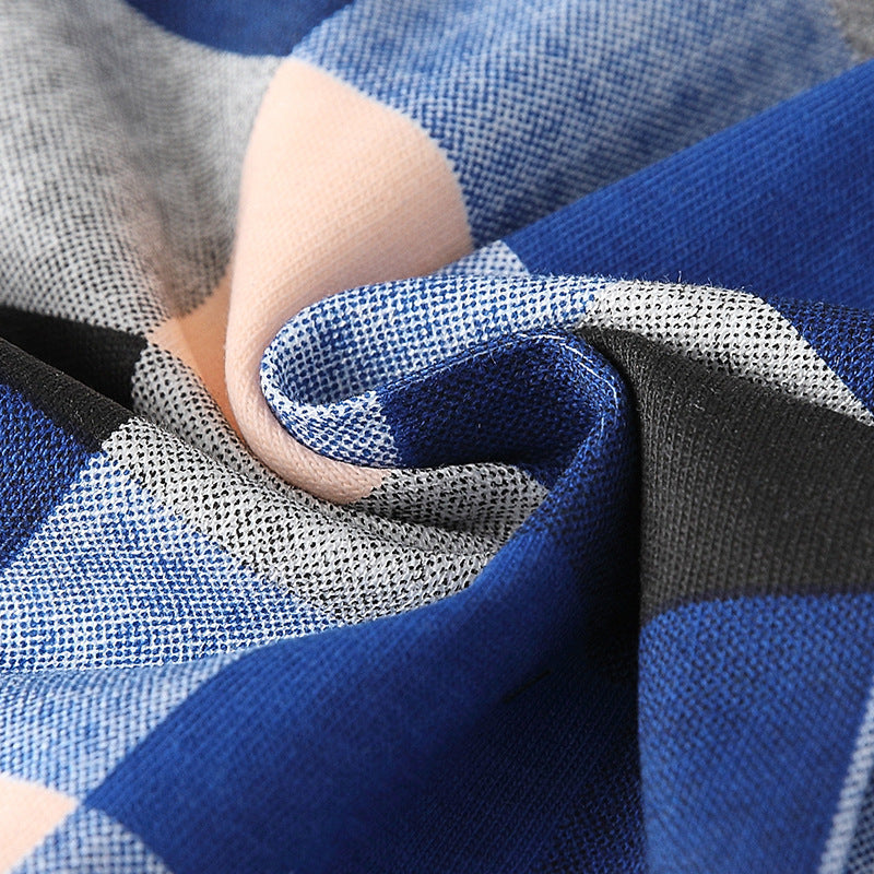 Spring and Autumn Boys Cartoon Pattern Long Sleeves Top and Plaid Pants Clothing Set-1