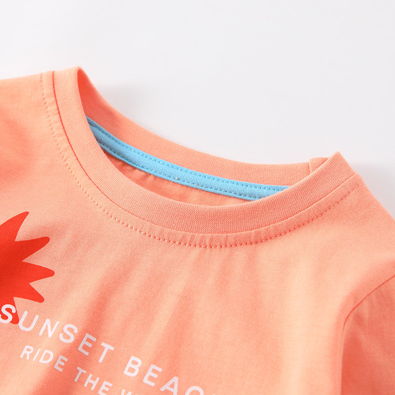 Spring and Autumn Boys Letters and Geometric Pattern Long Sleeves Top and Striped Pants Clothing Set-1