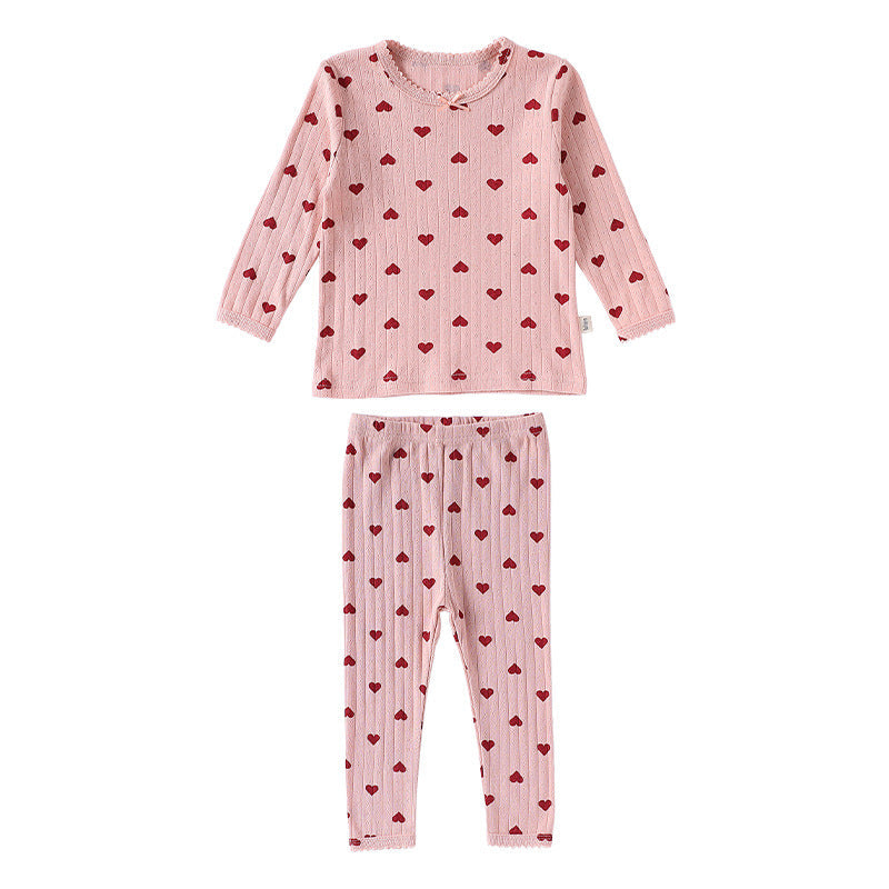 Spring and Autumn Girls Cute Simple Pattern Long Sleeves Top and Pants Clothing Set-1