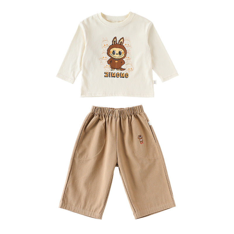 Spring and Autumn Baby Kids Cartoon Pattern Long Sleeves Top and Pants Cute Clothing Set-2