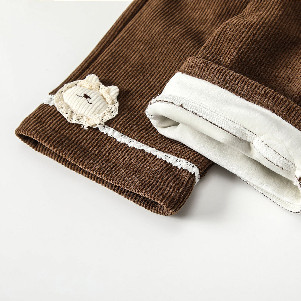 Winter and Autumn Arrival Casual Baby Kids Girls Cartoon Pattern Warm Corduroy Pants-1