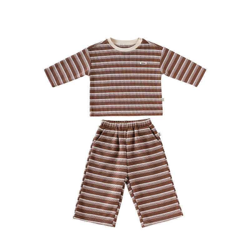 Spring and Autumn Baby Kids Striped Pattern Long Sleeves Top and Pants Clothing Set-2
