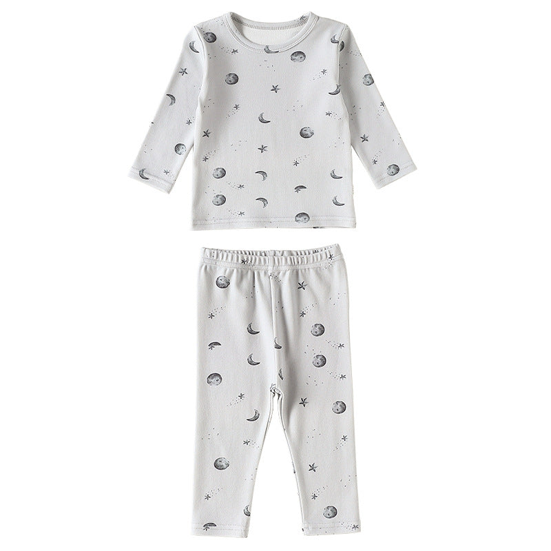Spring and Autumn Baby Kids Simple Pattern Long Sleeves Top and Pants Clothing Set-2