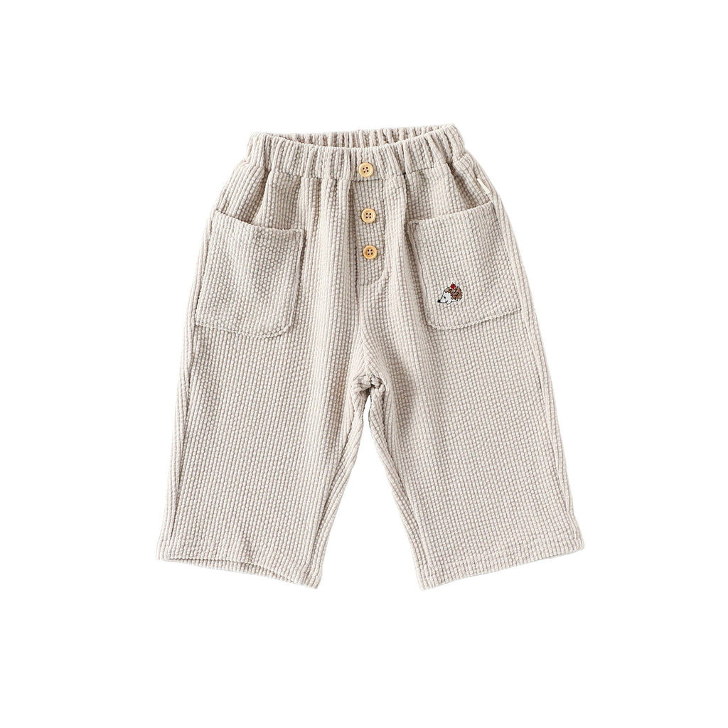 Casual Baby Kids Cartoon Embroidered Pattern Corduroy Pants-2