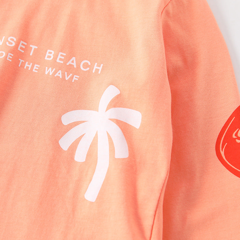 Spring and Autumn Boys Letters and Geometric Pattern Long Sleeves Top and Striped Pants Clothing Set-2