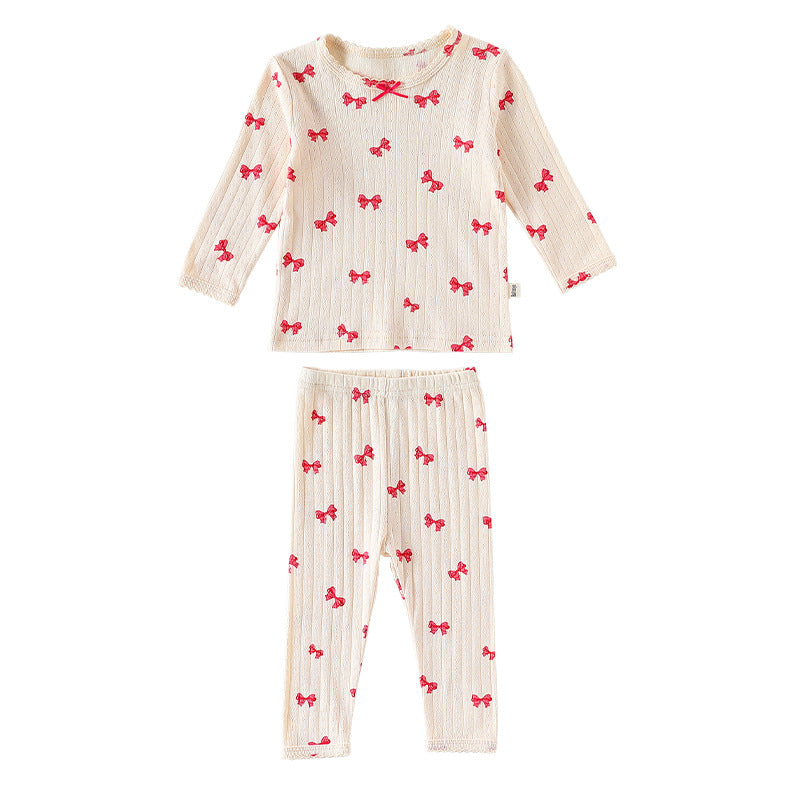 Spring and Autumn Girls Cute Simple Pattern Long Sleeves Top and Pants Clothing Set-2