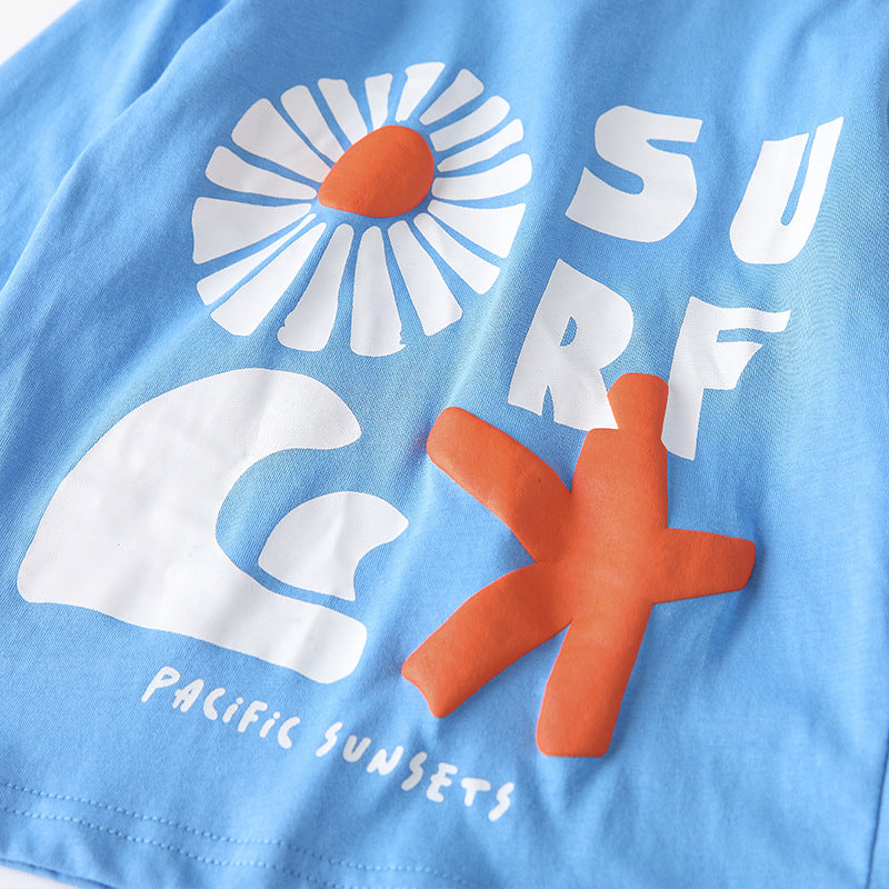 Spring and Autumn Boys Geometric Pattern Long Sleeves Top and Pants Clothing Set-2