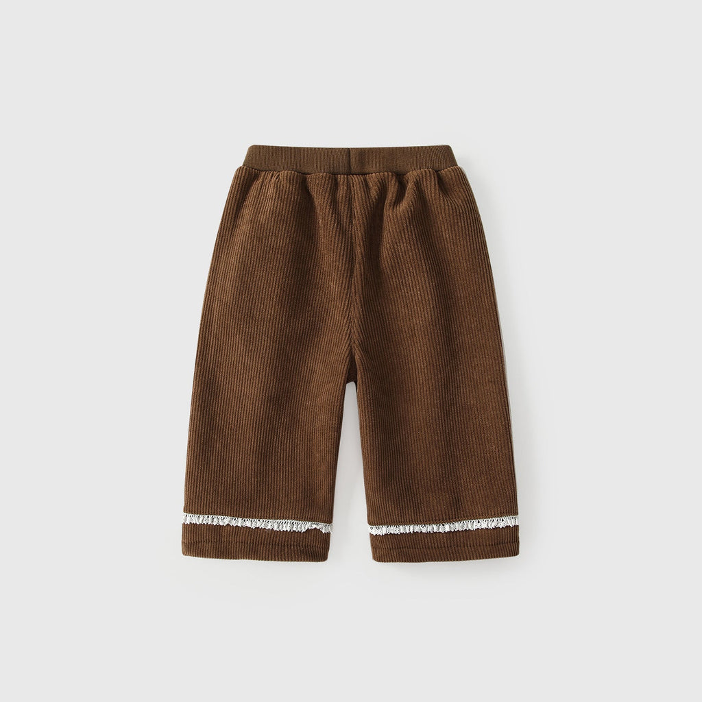 Winter and Autumn Arrival Casual Baby Kids Girls Cartoon Pattern Warm Corduroy Pants-2