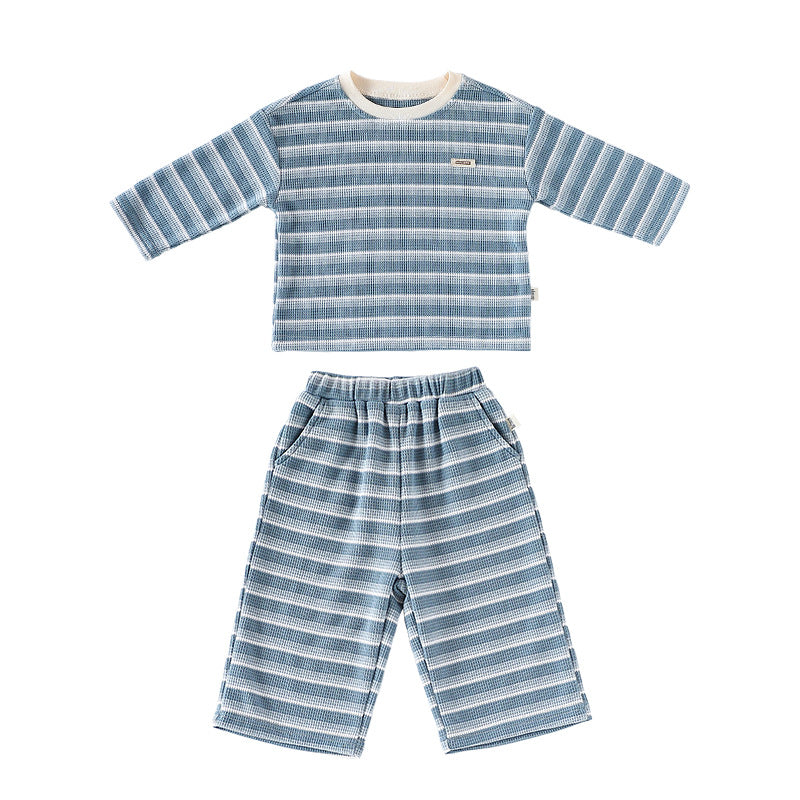 Spring and Autumn Baby Kids Striped Pattern Long Sleeves Top and Pants Clothing Set-1