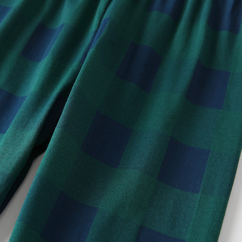 Spring and Autumn Boys Cartoon Pattern Long Sleeves Top and Plaid Pants Clothing Set-3