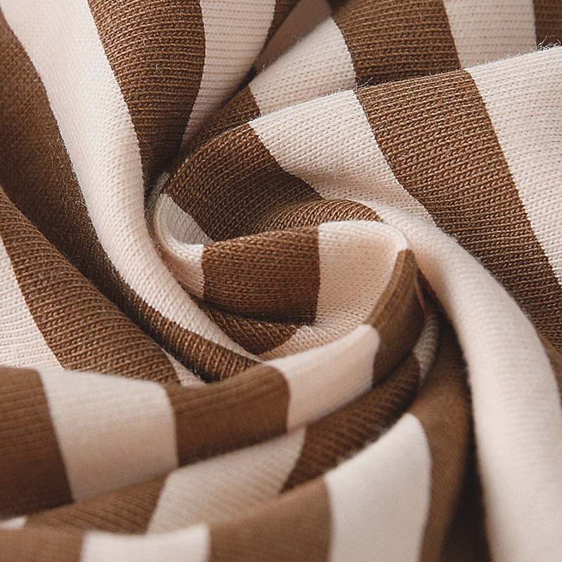 Spring and Autumn Boys Cartoon Teddy Bear Pattern Long Sleeves Top and Striped Pants Clothing Set-3