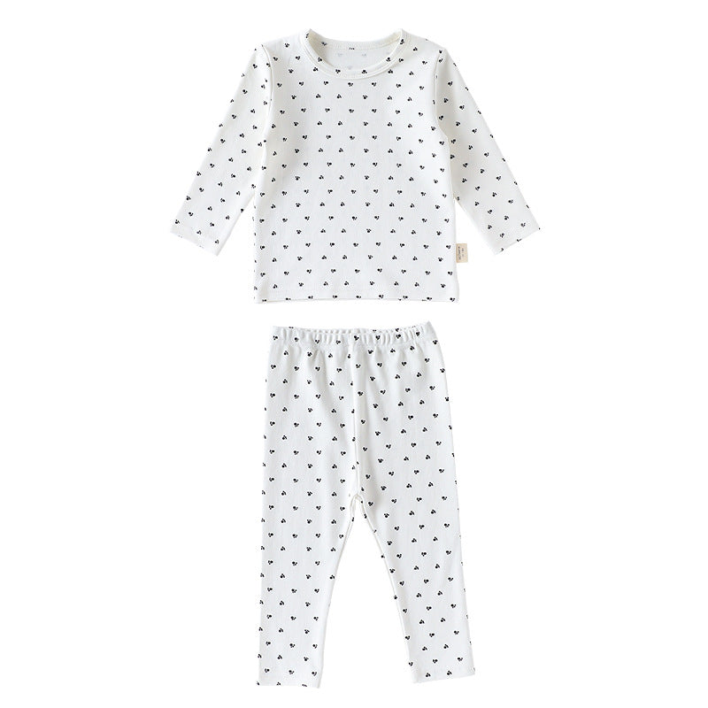 Spring and Autumn Baby Kids Simple Pattern Long Sleeves Top and Pants Clothing Set-1