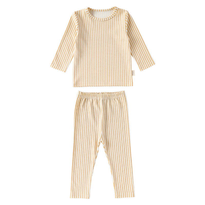 Spring and Autumn Baby Kids Simple Pattern Long Sleeves Top and Pants Clothing Set-4