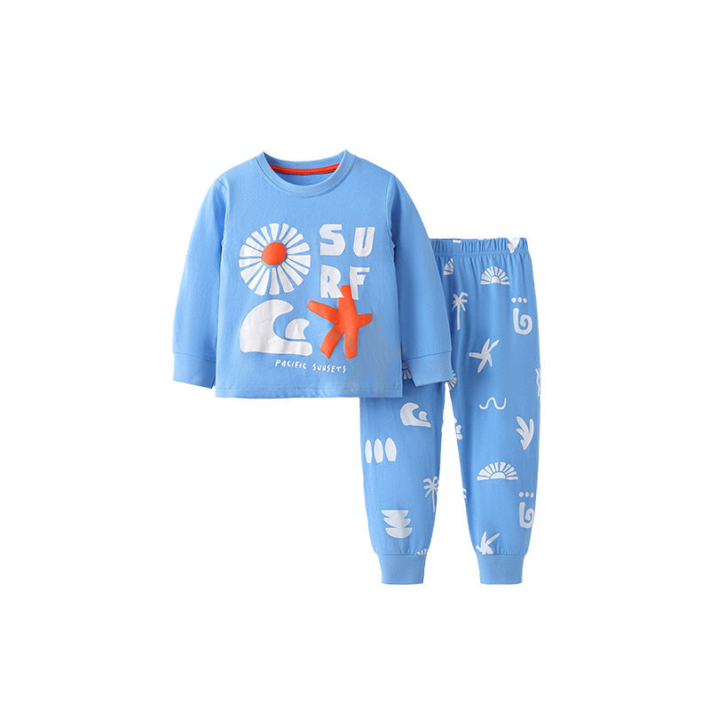Spring and Autumn Boys Geometric Pattern Long Sleeves Top and Pants Clothing Set-0