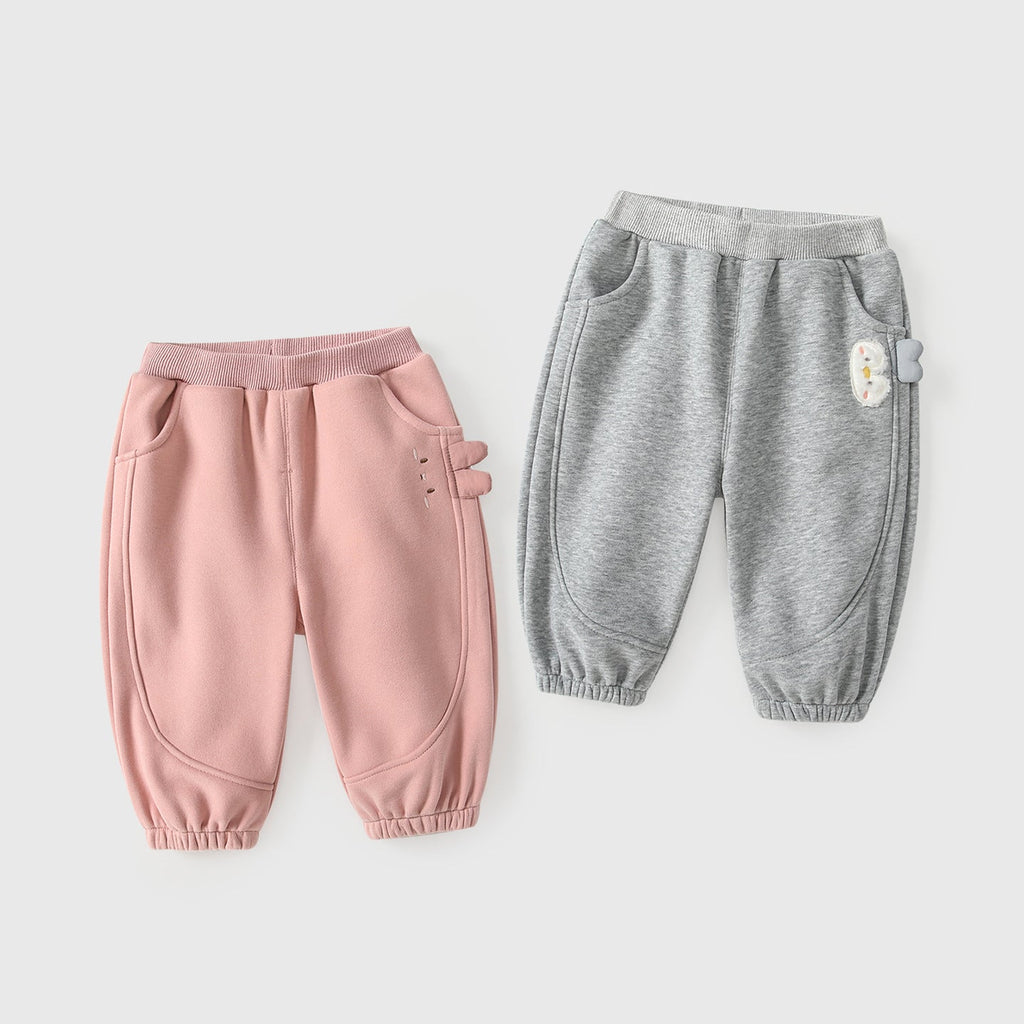 Winter and Autumn Arrival Casual Baby Kids Girls Cartoon Pattern Fleece-lined Pants-0